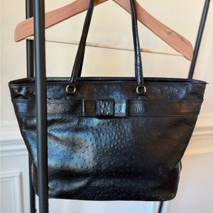 Kate Spade Harmony Valencia Road Black Ostrich-Textured Leather Tote